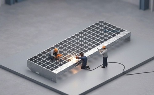 Grating Stair Tread Detail View